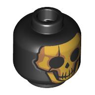 Lego Minifig Head Oro, Gold Skull / Black