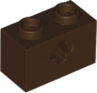 Lego Technic, Brick 1 x 2 with Axle Hole / Dark Brown