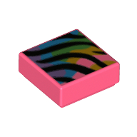 Lego Tile 1 x 1 with Rainbow Colors, Black Stripes Print