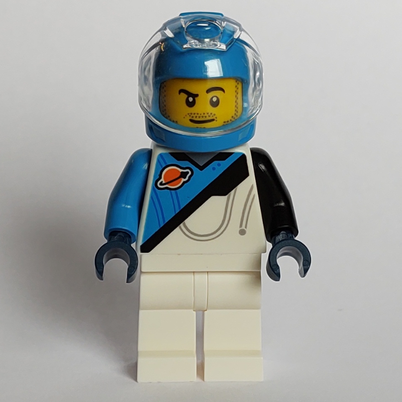 Lego Astronaut, White, Black and Dark Blue Spacesuit (Futuron), Dark Azure Helmet