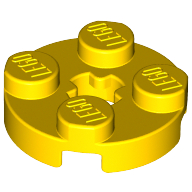 Lego Plate Round 2 x 2 with Axle Hole Type 1 (+ Opening) / Yellow