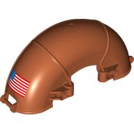 Lego Technic Panel Mudguard Half Circle 5 x 15 x 7 with Handles and America Flag Right Print / Dark Orange