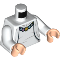 Lego Torso Jacket with Creased Undershirt and Necklace Print, White Arms, Light Nougat Hands / White