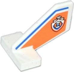 Lego Tail Shuttle, Small with Blue Line and Coast Guard Logo on Orange Background Pattern on Both Sides (Stickers) - Set 60014 / White