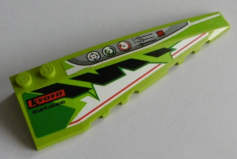 Lego Wedge 10 x 3 Right with 'KYOTO ZURUHAI' and Switches Pattern (Stickers) - Set 8864 (ZURUHXI) / Lime