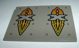 Lego Slope 10 6 x 8 with 'X' Island Xtreme Stunts Logo Pattern (Sticker) - Set 6737