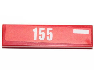 Lego Tile 1 x 4 with White Rectangle and Number 155 Pattern Model Right Side (Sticker) - Set 30193