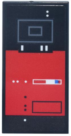 Lego Tile 2 x 4 with Red Control Panel, Blue and White Lights and Buttons, Dark Bluish Gray Rectangles Pattern (Sticker) - Set 75419