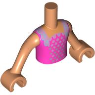 Lego Minidoll Torso Girl with Nougat Arms and Hands with Dark Pink Dress, Lavender Dots print