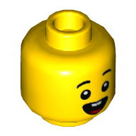Lego Minifig Head Boy, Eyebrows, Open Mouth Smile with Tongue / Surprised Print / Yellow
