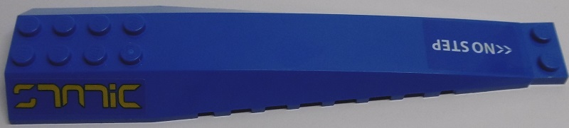 Lego Wedge 16 x 4 Triple Curved with Reinforcements with White '<<NO STEP' and Stylized Yellow 'STATIC' Pattern Model Left Side (Stickers) - Set 70614