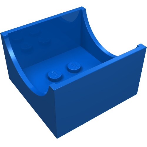 Lego Box 4 x 4 x 2 Bottom with Semicircle Cut-out Ends / Blue