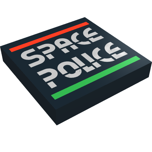 Lego Tile 2 x 2 with Space Police II Print logo