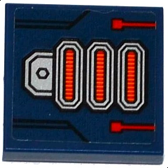 Lego Tile 2 x 2 with Red Circuitry and 3 Red and Orange Light Bars Pattern (Sticker) - Set 70319