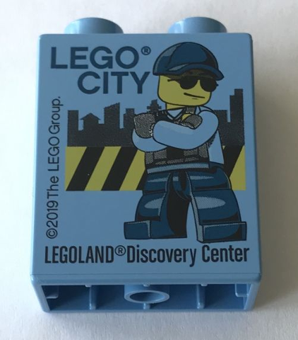 Lego Duplo, Brick 1 x 2 x 2 with LEGO City 2019 LEGOLAND Discovery Center Policeman Pattern