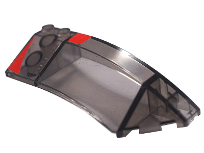 Lego Wedge 8 x 3 x 2 Open Right with Red Trim Pattern (Stickers) - Set 8652 / Trans-Brown