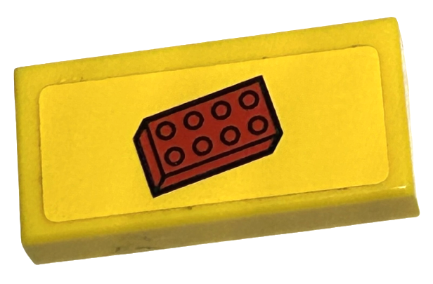 Lego Tile 1 x 2 with Red 2 x 4 Brick Pattern (Sticker) - Set 60097