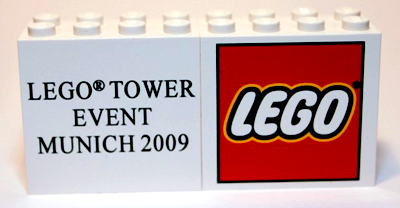 Lego Brick 2 x 4 x 3 with LEGO Tower Event Munich 2009 Pattern / White