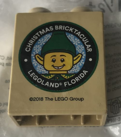 Lego Duplo, Brick 1 x 2 x 2 with Christmas Bricktacular 2018 LEGOLAND Florida Elf Pattern
