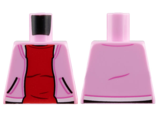 Lego Torso Jacket Open with Pockets and White Waistband over Red Shirt Pattern / Bright Pink