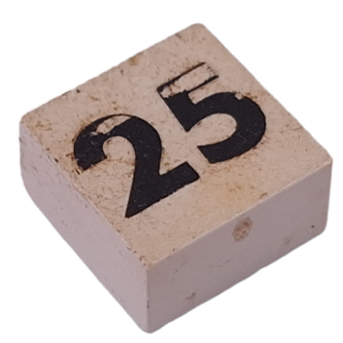 Lego Modulex Tile 2 x 2 with Small Black '25' Print, without Internal Supports