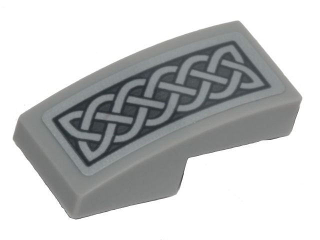 Lego Slope, Curved 2 x 1 x 2/3 with Light Bluish Gray Braided Ornament on Dark Bluish Gray Background Pattern (Sticker) - Set 76208