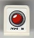 Lego Slope 30 1 x 1 x 2/3 with Red Light Button and 'NW III' Pattern (Sticker) - Set 8899 / White