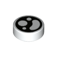Lego Tile Round 1 x 1 with Black Circle, White Shapes Print