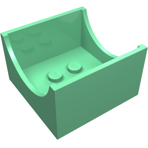 Lego Box 4 x 4 x 2 Bottom with Semicircle Cut-out Ends / Medium Green