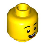 Lego Minifig Head, High Thin Eyebrows, Open Mouth Smile / Shocked with Open Mouth Print / Yellow