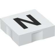 Lego Duplo Tile 2 x 2 with Capital 'N' Print / White
