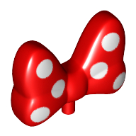 Lego Headwear Accessory Bow Large with Small Pin and 6 White Polka Dots on Front and Back Print / Red
