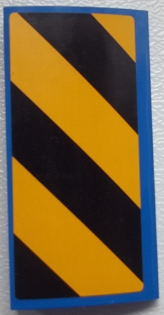 Lego Slope, Curved 2 x 4 x 2/3 with Bottom Tubes with Black and Yellow Danger Stripes Pattern Model Left Side (Sticker) - Set 60052