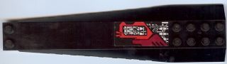 Lego Wedge 16 x 4 Triple Curved with Reinforcements with Red, Dark Red and Silver Circuitry Short Pattern Model Right Side (Sticker) - Set 7721 / Black
