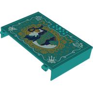 Lego Plate Special Book 11 x 16 with 2 x 4 Container, 2 x 4 Studs on Edge, Hole with Sea, White/Gold Decorations Print