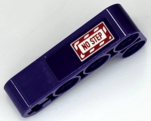 Lego Technic, Liftarm, Modified Bent Thick L-Shape 2 x 4 with Red and White 'NO STEP' and Danger Stripes Pattern Model Right Side (Sticker) - Set 42069