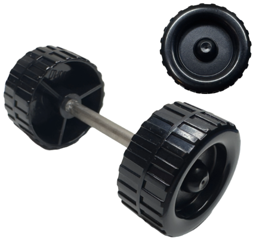 Lego Duplo Wheel with Tread (28mm diameter) Double Assembly with Metal Axle / Black