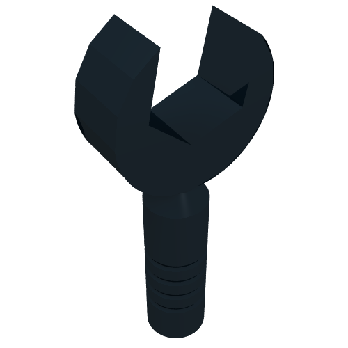 Lego Tool Wrench / Spanner Open End [3-Rib Handle] / Black