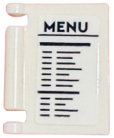 Lego Minifigure, Utensil Book Cover with 'MENU' and Lines of Writing Pattern (Sticker) - Set 42655 / White