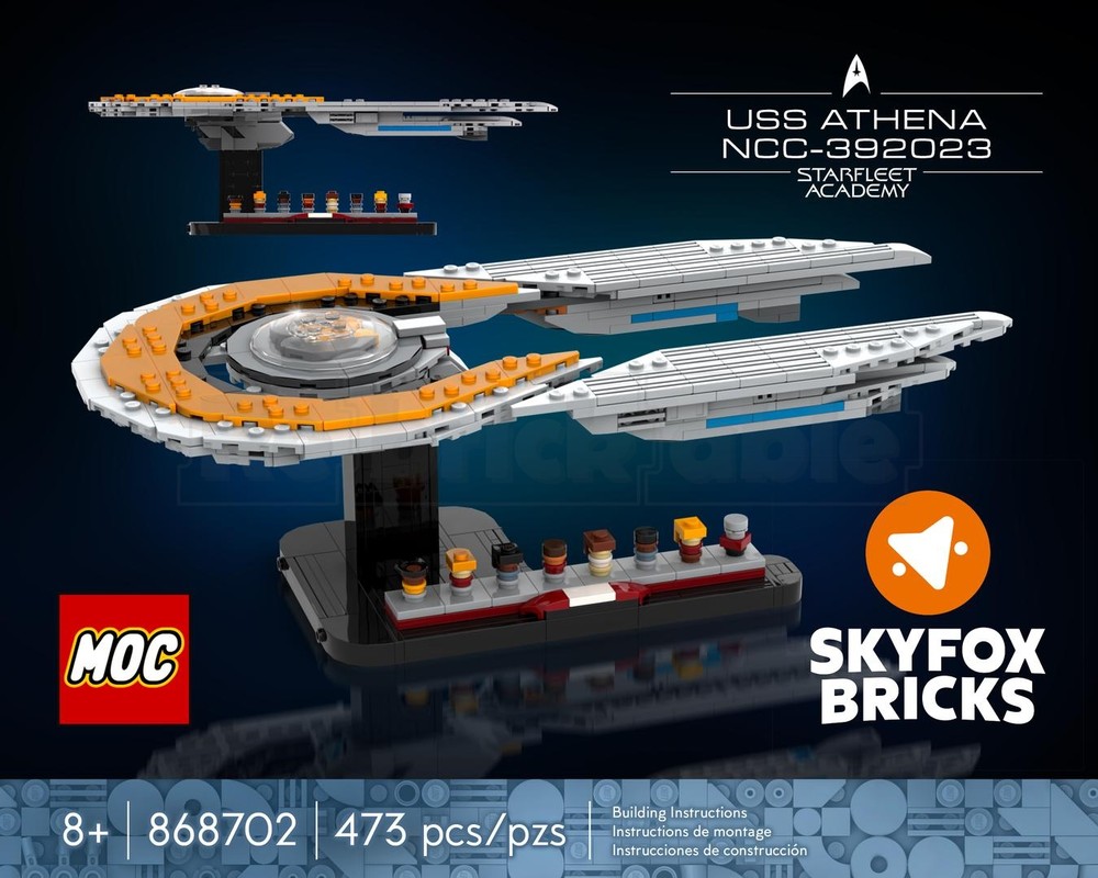 Lego USS Athena Midi Scale Ship and Crew/Cadets — Star Trek: Starfleet Academy