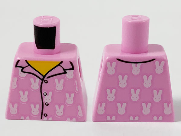 Lego Torso Pajamas 4 Buttons and White Rabbits Pattern / Bright Pink