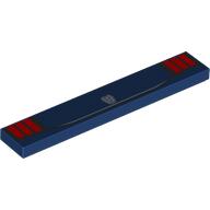 Lego Tile 1 x 6 with Red Rear Lights, Silver Mustang Logo Print / Dark Blue