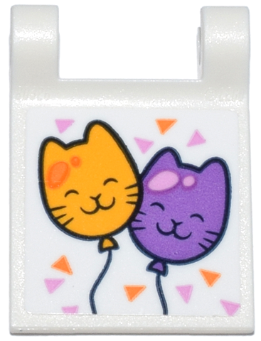 Lego Flag 2 x 2 Square with Flared Edge with Bright Light Orange and Medium Lavender Cat Balloons and Triangle Confetti Pattern (Sticker) - Set 42666
