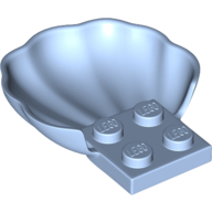 Lego Animal Body Part, Clam / Scallop Half Shell with 4 Studs / Bright Light Blue
