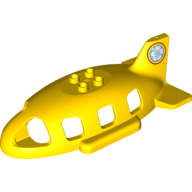 Lego Duplo Airplane Midsize Fuselage Upper with Tail with Flower print / Yellow