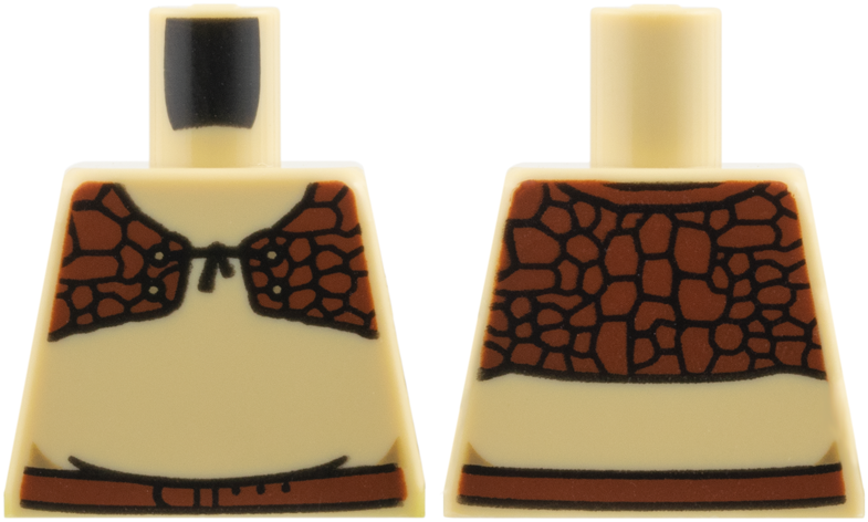 Lego Torso Dark Brown Small Vest and Belt Pattern / Tan