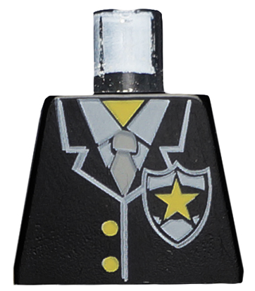 Lego Torso Police Suit with Yellow Star Badge Pattern / Black