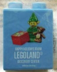 Lego Duplo, Brick 1 x 2 x 2 with Holidays 2013 Happy Holidays From LEGOLAND Discovery Center Pattern / Medium Blue