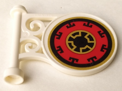 Lego Road Sign Round on Pole with Flat Top Attachment with Ninjago Pattern Model Right Side (Sticker) - Set 70643