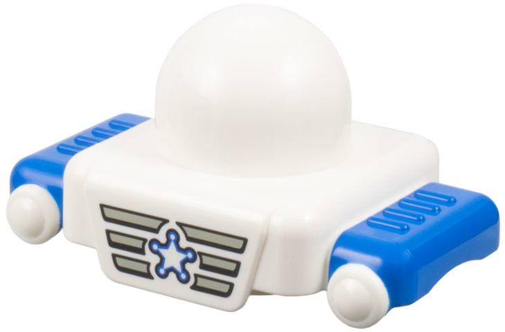 Lego Primo Plate 1 x 1 with Mudguards, Blue with Grille and Star Police Badge Print